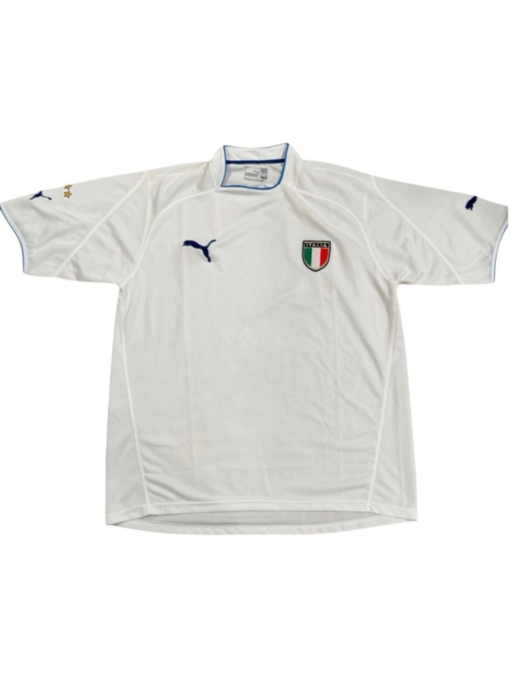 Puma Italy Soccer Jersey White Vintage Y2K Italia Futbol Shirt L Clean Minimal